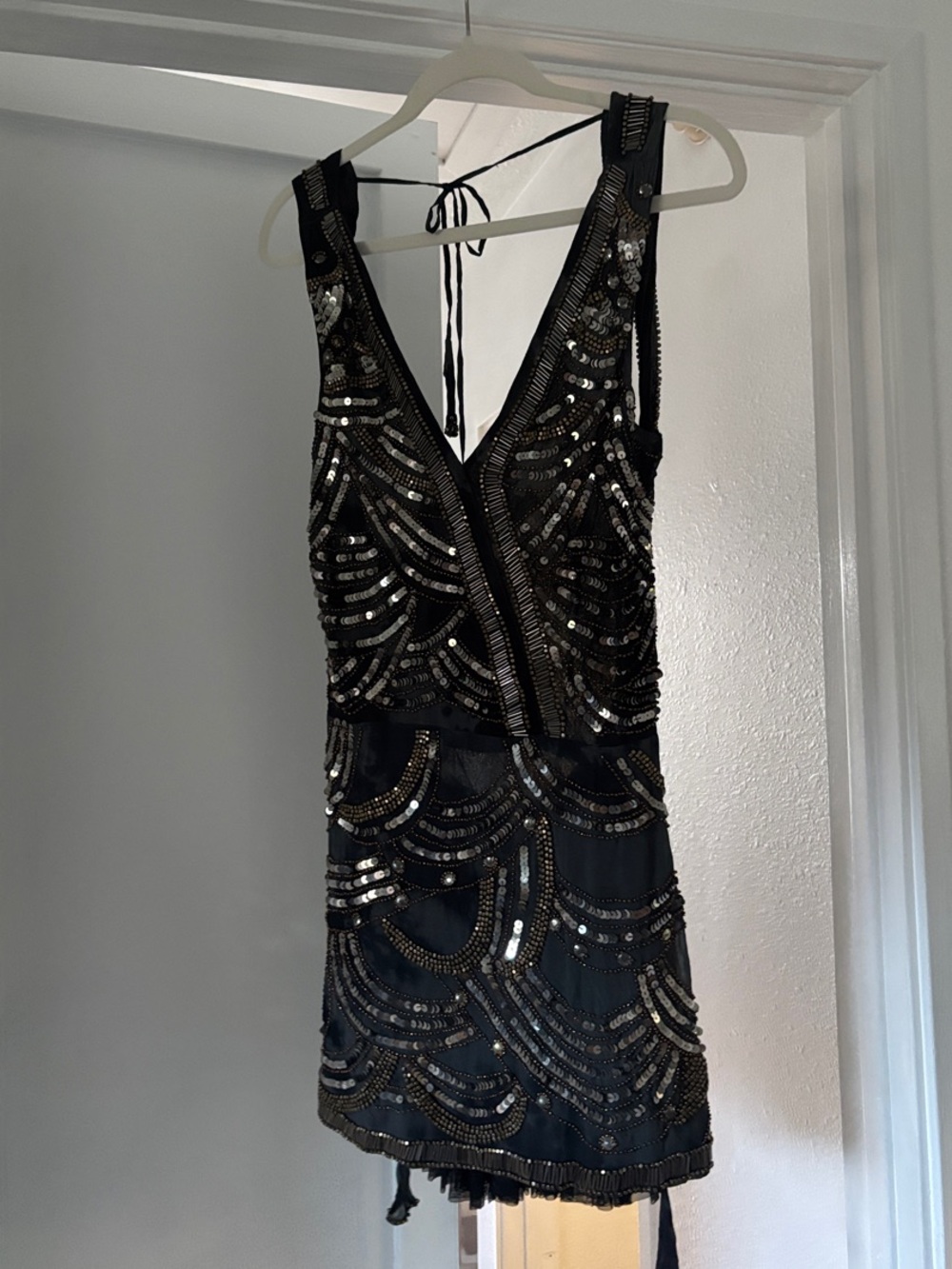 Black Mini Dress with Metallic Accents